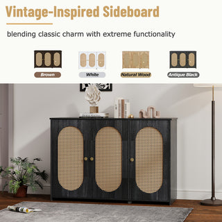 Gewnee  Retro 3-Door Sideboard with Large Storage Space, Antique Black