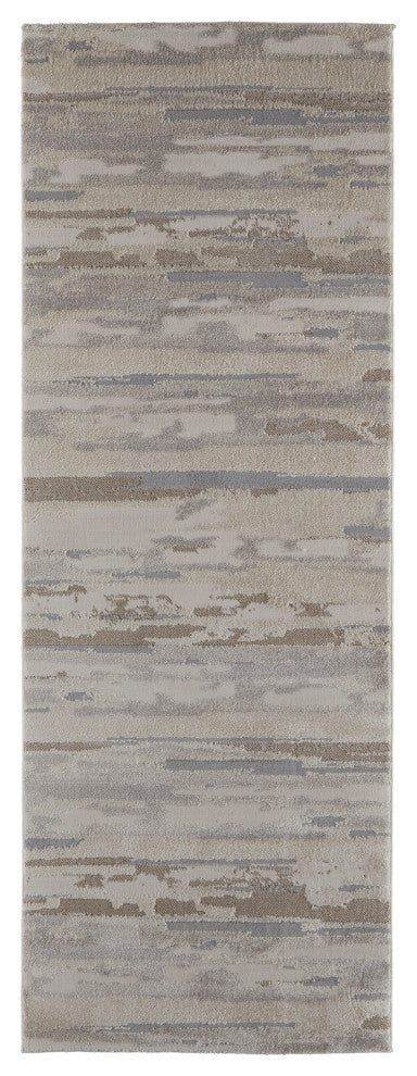 Weave & Wander Kayden Streak/Painterly Rug, Brown/Ivory, Rug, Ivory, 2'-10" X 7'