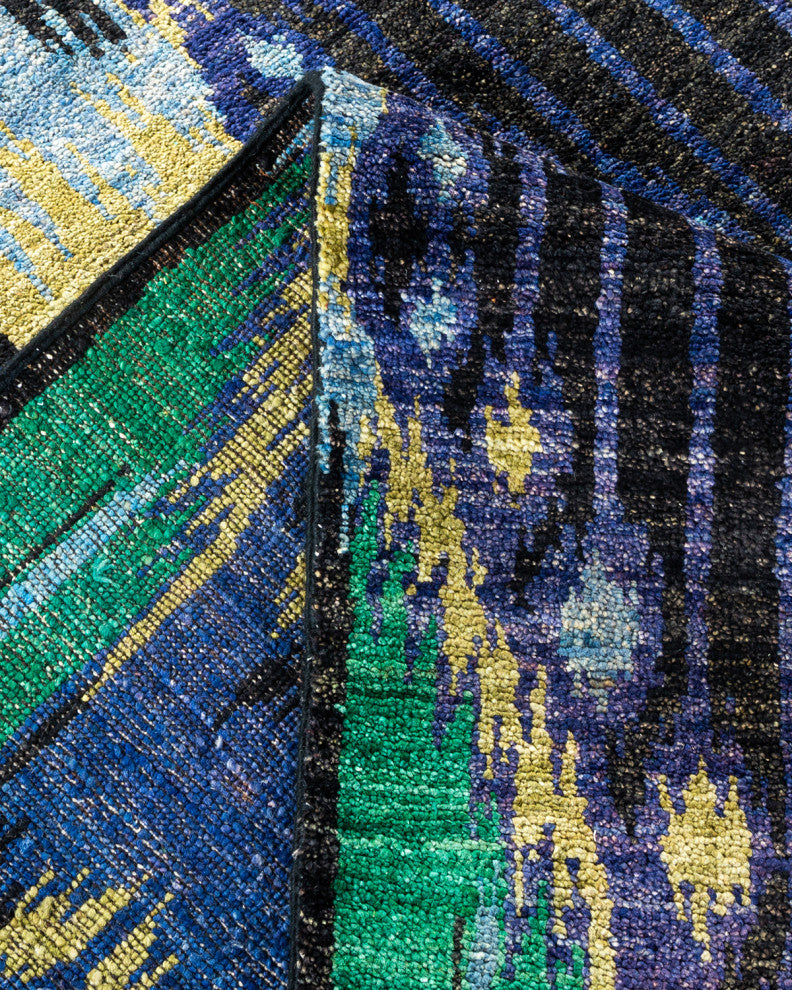 Modern, One-of-a-Kind Handmade Area Rug Black, 12' 5" x 11' 10"
