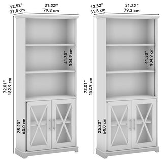 Bowery Hill 5-Shelf Engineered Wood Bookcase in Linen White Oak (Set of 2)