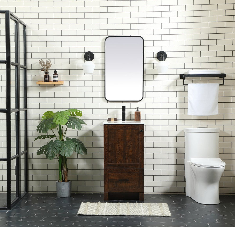 Home Living 19" Farmhouse Expresso-Light Bathroom Vanity