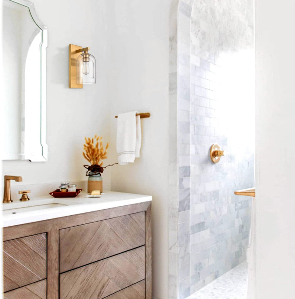 Brass Wall Sconce Glass Wall Mounted Light