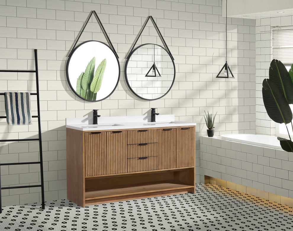 Ari Kitchen and Bath San Diego Bath Vanity, Weathered Fir, 55", Freestanding