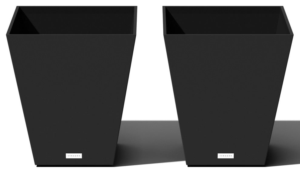 Nobleton Square Planter, Black, 18 Inch, 2 Pack
