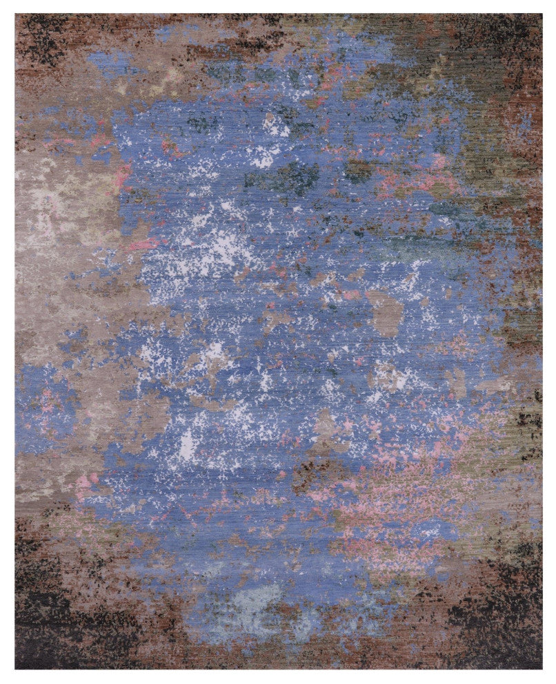 Hand Knotted Wool and Silk Abstract Rug 7' 11" X 10' 0" Q8877
