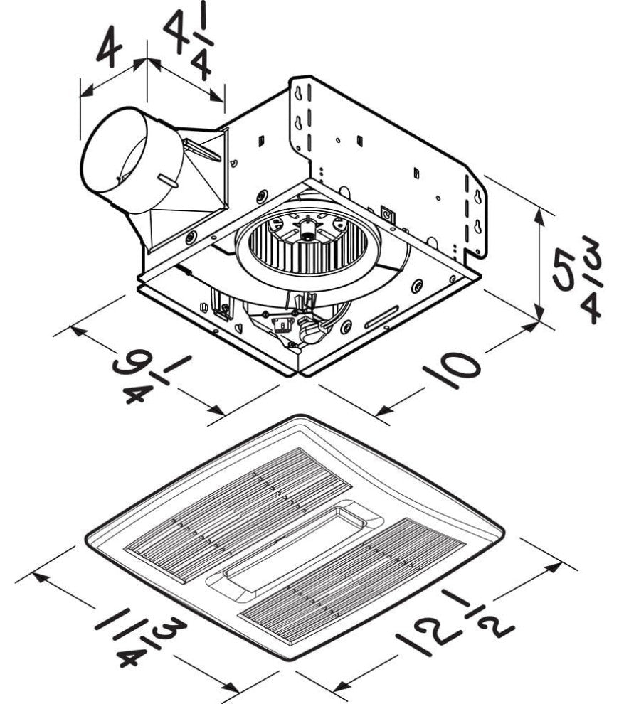 Broan AE110L Flex Series 110 CFM Roomside Installation Exhaust Fan With Light