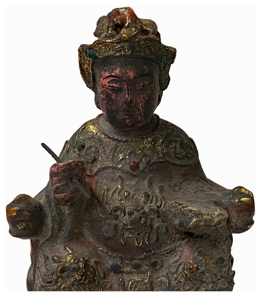 Vintage Chinese Wooden Carved Home Guardian Deity Figure Hws1854