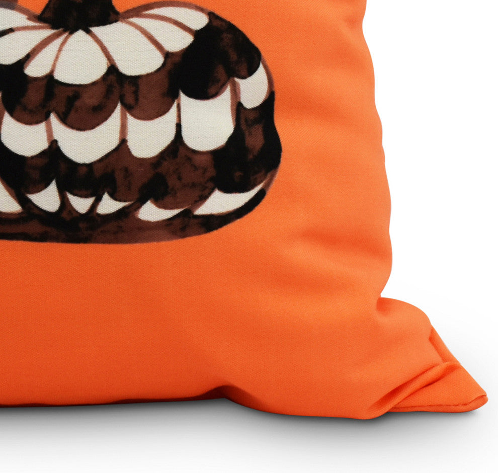 Pumpkin Duo 26" Orange Halloween Print Decorative Throw Pillow