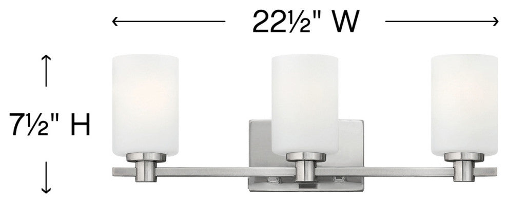 Hinkley Karlie Bathroom Vanity Light, Brushed Nickel, 3 Light