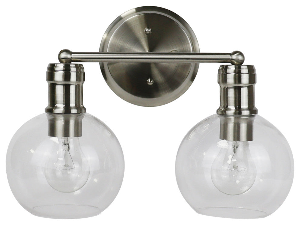 Oxa Transitional Brushed Nickel 2 Light Vanity Bath Light 14" Wide