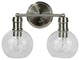 Oxa Transitional Brushed Nickel 2 Light Vanity Bath Light 14" Wide