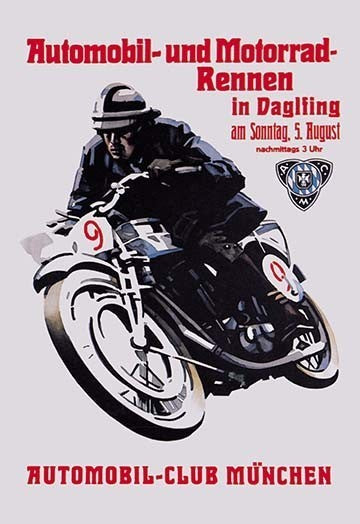 Automobile and Motorcycle Race - Munich- Canvas Poster 20" x 30"