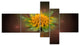 Fractal Yellow Flower on Black, Floral Canvas Art Print, 60"x32", 5 panels