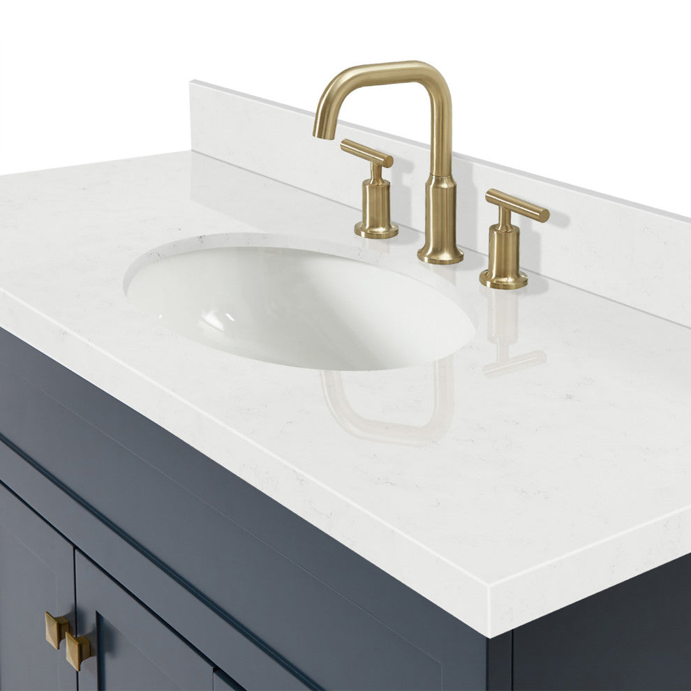 Ariel Hamlet 54" Single Oval Sink Bathroom Vanity, Carrara Quartz