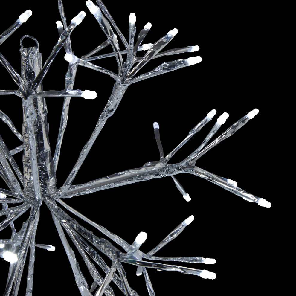 16"H Indoor Holiday 3D Snowflake Hanging Ornament with LED Lights, White