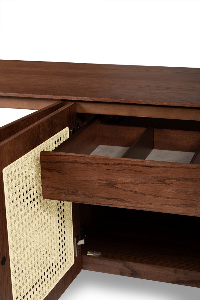Modern Brazilian, Missione, Cane Buffet, Nogal/Natural