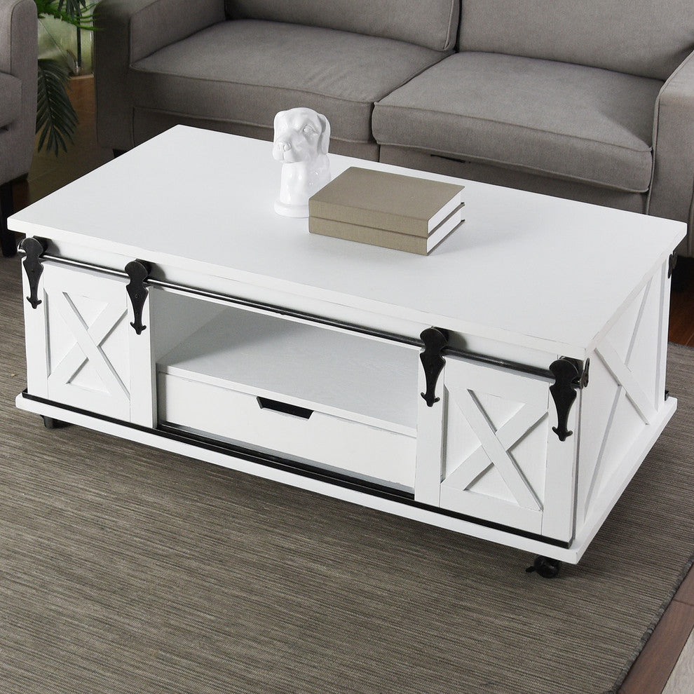 Wood Coffee Table, Gray Wash