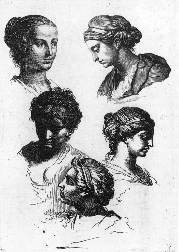Gerard De Lairesse Five Female Heads Wall Decal
