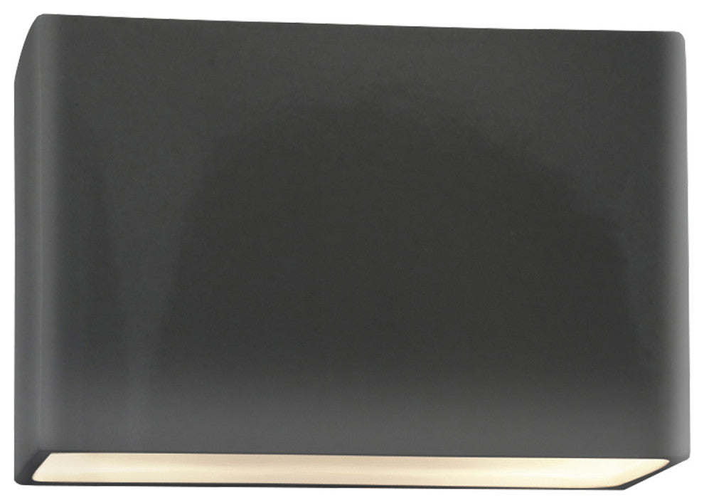 Ambiance Really Big Wide Rectangle Wall Sconce, Open, 16", Gloss Grey, E26