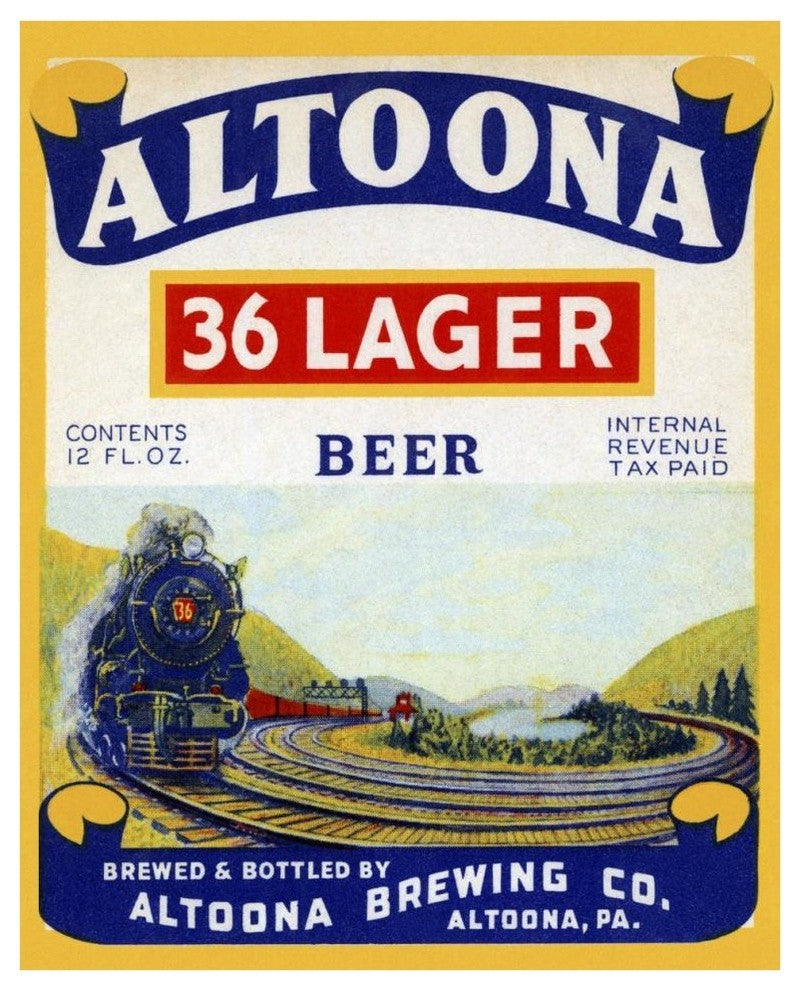 "Altoona 36 Lager Beer" Digital Paper Print by Vintage Booze Labels, 34"x42"