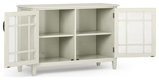 Full cabinet view on white background; doors open showing intact structure.