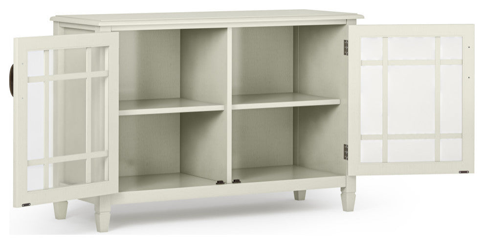 Full cabinet view on white background; doors open showing intact structure.