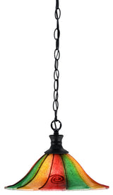 Chain 1-Light Chain Hung Pendant, Matte Black/Mardi Gras