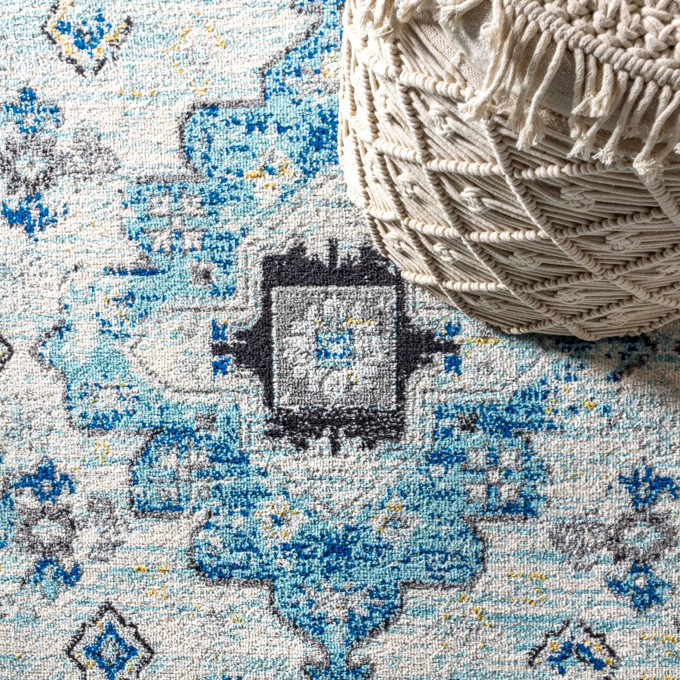 Modern Persian Boho Vintage Medallion Area Rug, 4x6