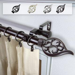Clair 1" Double Curtain Rod, Mahogany, 120-170"