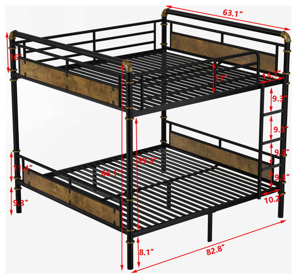Gewnee Queen over Queen Metal Bunk Bed