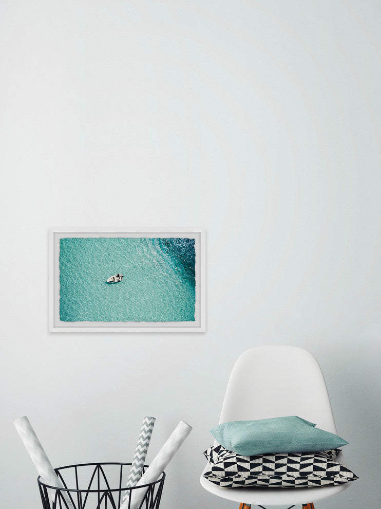 "Clear Blue Lake" Framed Painting Print, 36"x24"