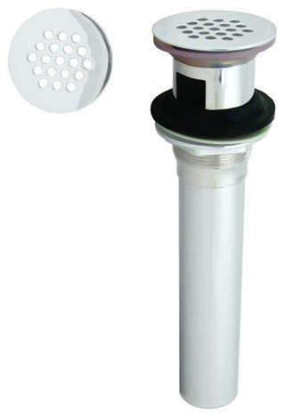 Grid Strainer Lavatory Drain With Overflow Holes, Exposed, Powder Coated White
