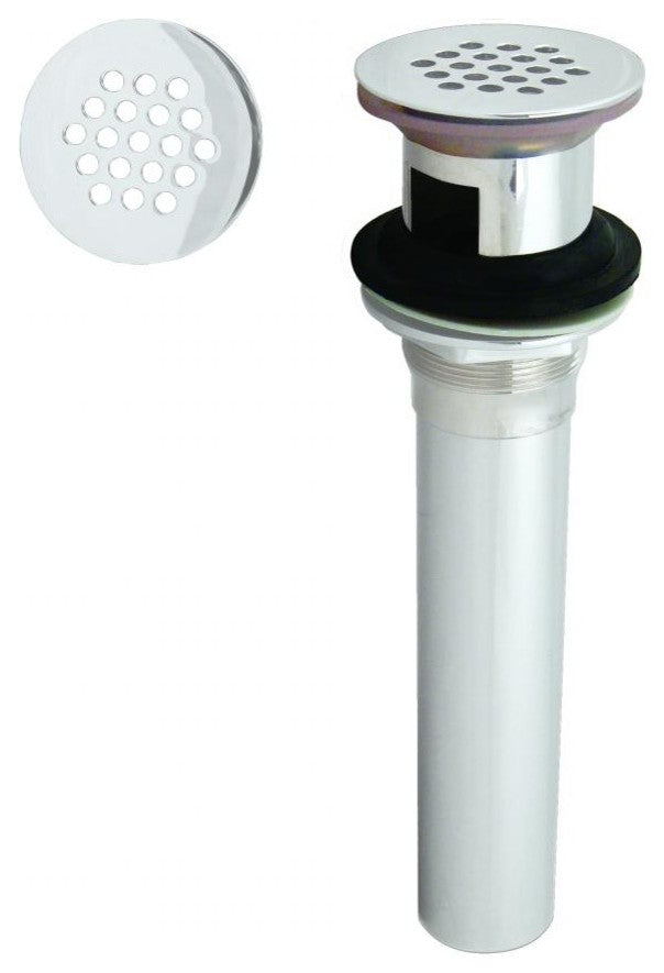 Grid Strainer Lavatory Drain With Overflow Holes, Exposed, Powder Coated White