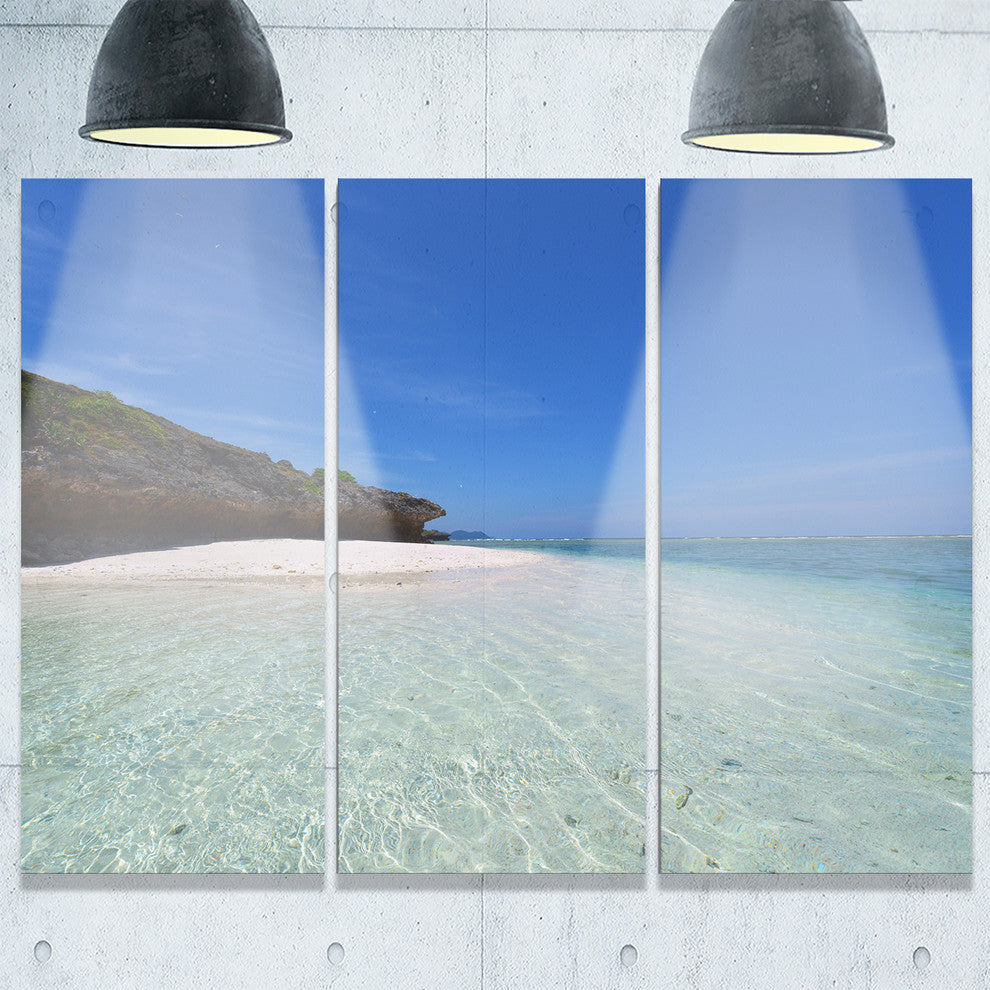 "Gorgeous Blue Beach during summer" Metal Wall Art, 3 Panels, 36"x28"