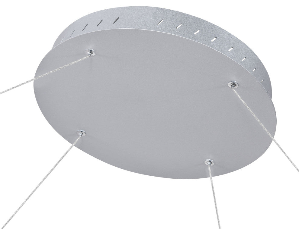 72" Tania ETL Certified Integrated LED Circular Adjustable Chandelier, Silver