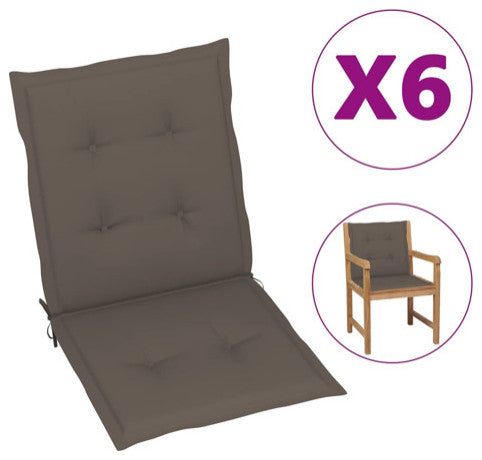 vidaXL Chair Cushion 6 Pcs Outdoor Patio Chair Cushion Pad Taupe Oxford Fabric