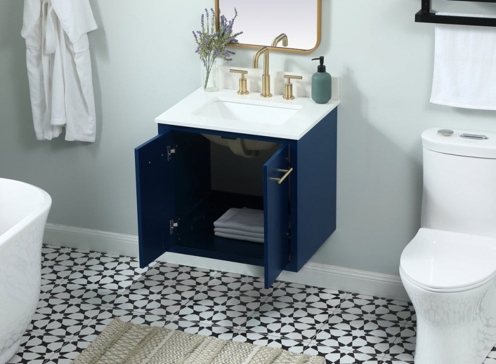 Home Living 19" Midcentury Modern Blue-Light Bathroom Vanity