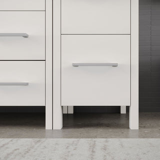 The Pullman Bathroom Vanity, White, 84", Double Sink, Freestanding