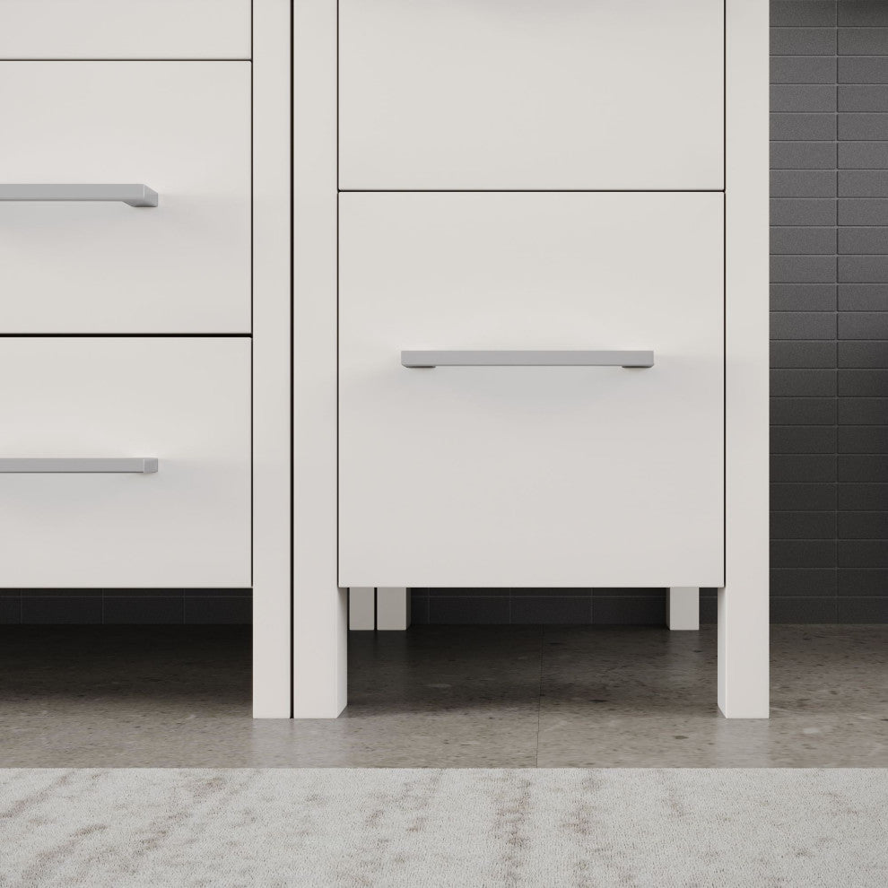 The Pullman Bathroom Vanity, White, 84", Double Sink, Freestanding