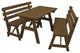 Cedar Picnic Table with 2 Backed Benches, Mushroom Stain, 5 Foot