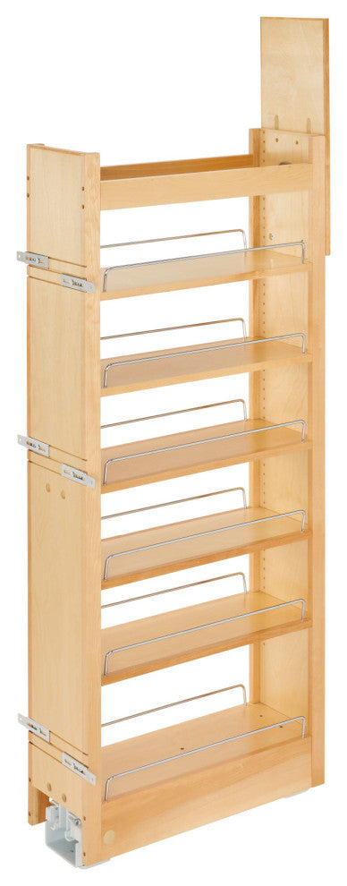 Wood Tall Cabinet Pull Out Pantry Organizer With Soft Close, 8"