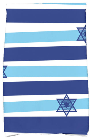 Star Stripes Decorative Holiday Stripe Print Hand Towel, Light Blue