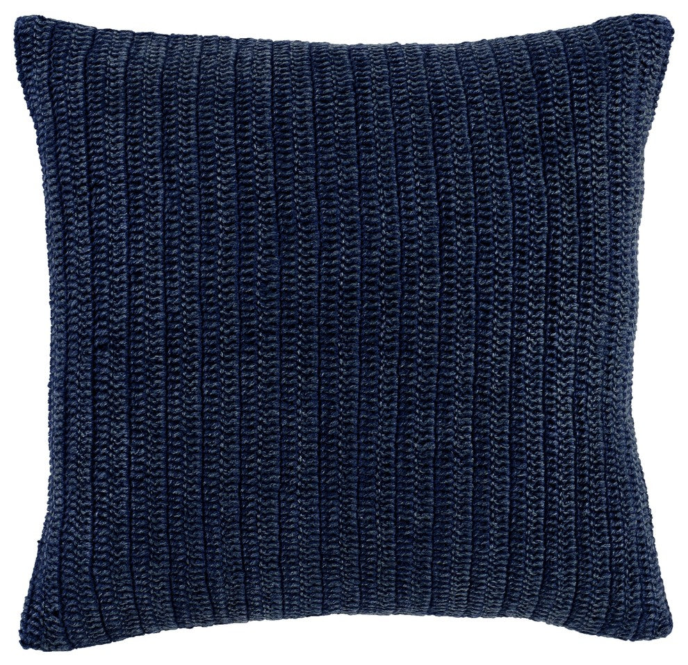 Marcie Knitted 22" Throw Pillow by Kosas Home, Indigo