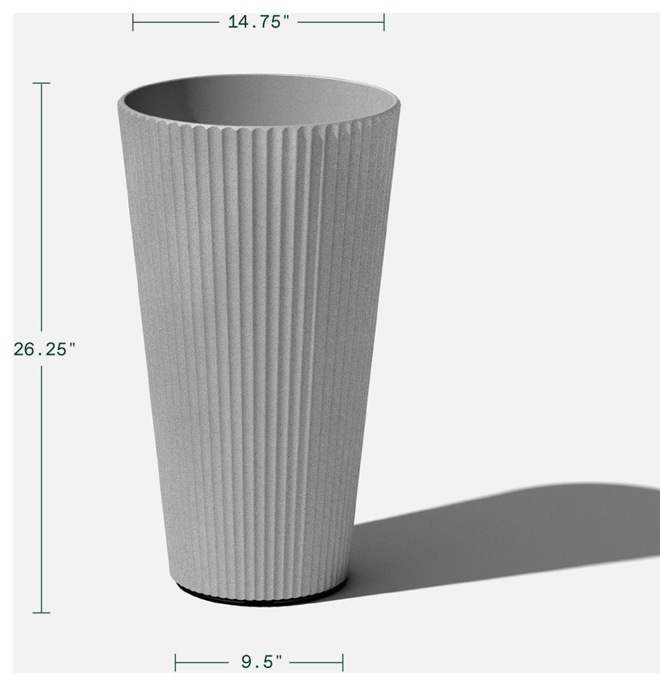 Veradek Demi Series Tall 26" Planter, Gray, 2 Pack