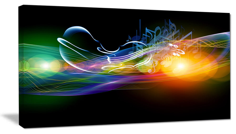Waves of Music Fractal Design, Abstract Canvas Wall Art Print, 32"x16"