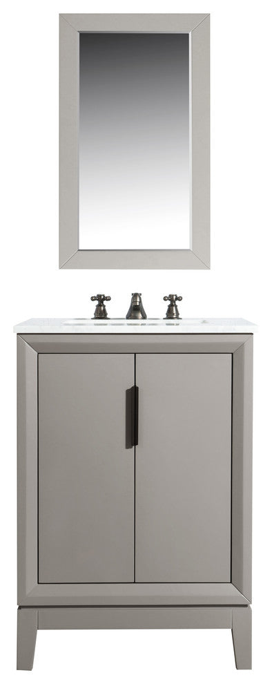 Elizabeth 24" Single Sink Carrara White Marble Vanity, Cashmere Gray