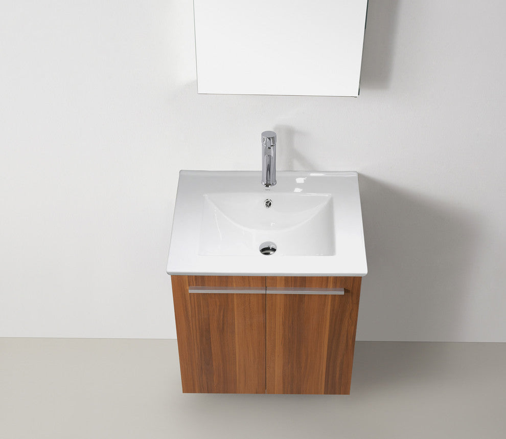 Midori 24" Single  Sink Plum  Vanity Plum with Brushed Nickel Faucet and Mirror