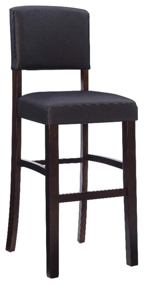 Linon Monaco 30" Upholstered Wood & Faux Leather Bar Stool in Espresso/Brown