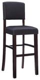Linon Monaco 30" Upholstered Wood & Faux Leather Bar Stool in Espresso/Brown