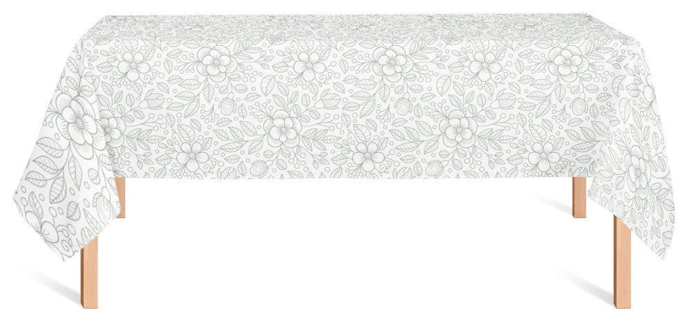 Doodle Flower Pattern Green 58x102 Tablecloth